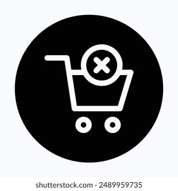 No Shopping Cart, Shopping Cart Vector Icon,
