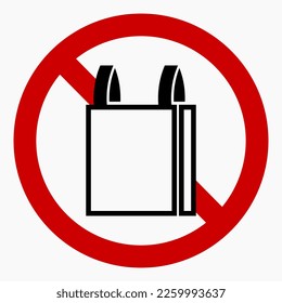 No shopping icon. Shopping ban. Do not use bags. Do not use disposable bags. No plastic bags. Vector icon.