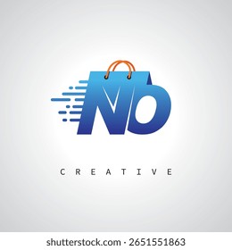 NO Shopping Monogram – Fast Delivery E-commerce Logo with Bag Icon and Digital Branding for Online Store, Retail and Logistic Identity
