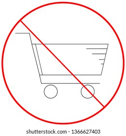 No shopping thin line icon, prohibition and forbidden, no store sign vector graphics illustration