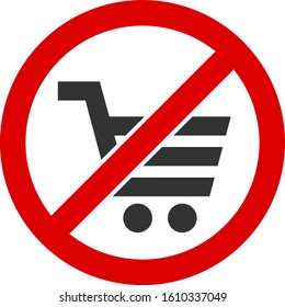 No shopping vector icon. Flat No shopping pictogram is isolated on a white background.