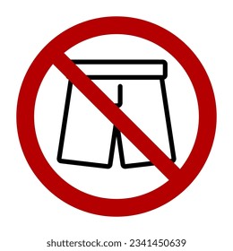 No short pants symbol, prohibition sign, line icon. Flat vector illustration isolated on white background.