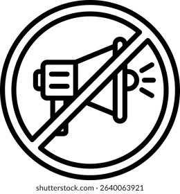 No Shouting Icon Line Vector Illustration
