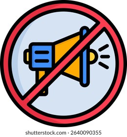 No Shouting Icon Lineal Color Vector Illustration