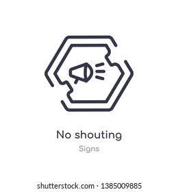 no shouting outline icon. isolated line vector illustration from signs collection. editable thin stroke no shouting icon on white background