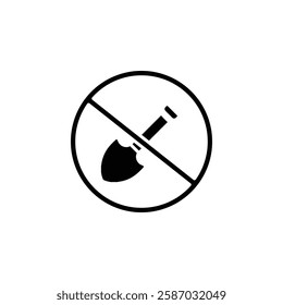no shovel icon Simple thin line logo