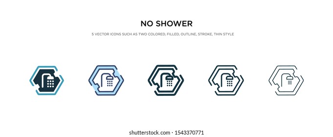 no shower icon in different style vector illustration. two colored and black no shower vector icons designed in filled, outline, line and stroke style can be used for web, mobile, ui