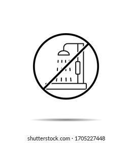 No shower icon. Simple thin line, outline vector of real estate ban, prohibition, embargo, interdict, forbiddance icons for ui and ux, website or mobile application