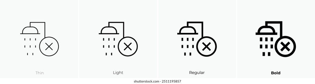 no shower icon. Thin, Light Regular And Bold style design isolated on white background