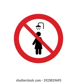 no shower  icon vector. Prohibited woman taking or having a shower