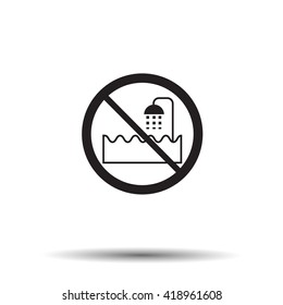 No shower prohibition sign icon illustration