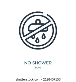 no shower thin line icon. shower, label linear icons from signs concept isolated outline sign. Vector illustration symbol element for web design and apps.
