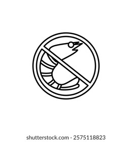 no shrimp icon Simple outline illustration