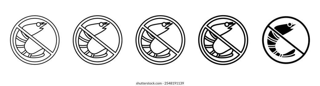 no shrimp icon Simple thin line logo set