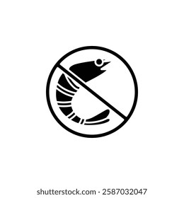 no shrimp icon Simple thin line logo