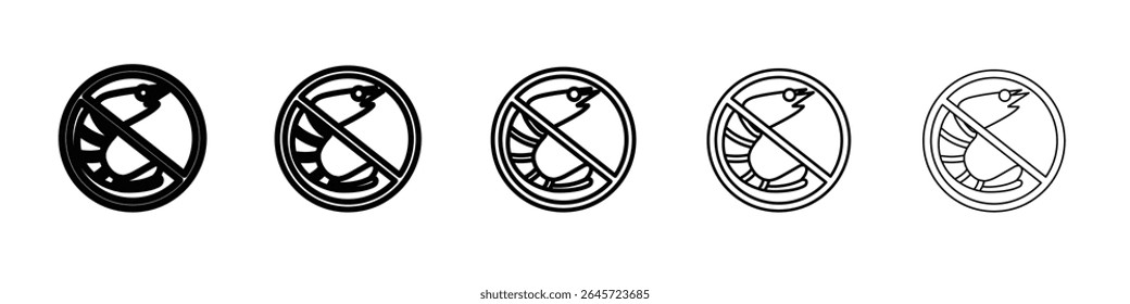 No hay icono de camarón Logotipo de contorno de Vector simple
