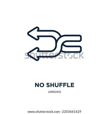 no shuffle icon from arrows collection. Thin linear no shuffle, button, arrow outline icon isolated on white background. Line vector no shuffle sign, symbol for web and mobile