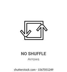 No shuffle outline vector icon. Thin line black no shuffle icon, flat vector simple element illustration from editable arrows concept isolated on white background