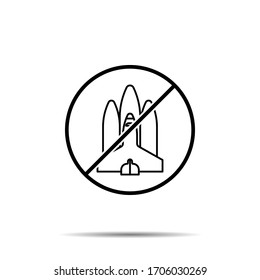 No shuttle, space icon. Simple thin line, outline vector of space ban, prohibition, embargo, interdict, forbiddance icons for ui and ux, website or mobile application