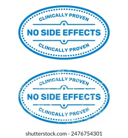 No side effects oval stamp, safe product supervision, medicine and dietary supplements supervision with no consequence, vector