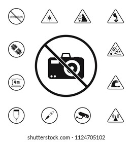 no sign allowed to take pictures icon. Detailed set of Warning signs icons. Premium quality graphic design sign. One of the collection icons for websites, web design, mobile app on white background