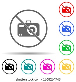 no sign allowed to take pictures multi color style icon. Simple glyph, flat vector of warning signs icons for ui and ux, website or mobile application