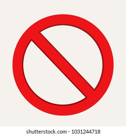 No sign. Censor, Red prohibition vector badge. Round No symbol