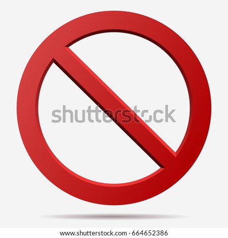 No sign. Censor, Red prohibition vector badge. Round No symbol