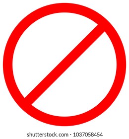 No Sign Empty Red Crossed Out Circle,Not Allowed Sign,Blank Prohibiting Symbol,Vector Illustration, Isolate On White Background Label. EPS10