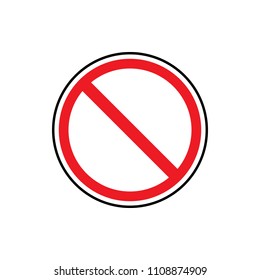 NO SIGN. Empty red crossed out circle. Vector icon. Prohibition symbol. Prohibition Sign. Prohibition icon isolated on white background. Traffic sign illustration. No Sign