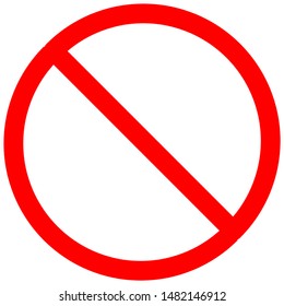 No Sign Empty Red Crossed Out Circle,Not Allowed Sign,Blank Prohibiting Symbol,Red Warning,Vector Illustration, Isolate On White Background Icon