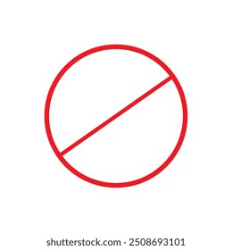 Círculo Tachado Rojo Vacío, Signo No Permitido, Símbolo De Prohibición En Blanco, Ilustración vectorial, Aislado En La Etiqueta De Fondo Blanco. EPS10