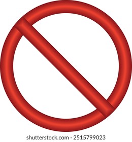 No Sign Empty Red Crossed Out Circle, Blank simple ban forbidden sign symbol on white background, Not Allowed Sign Isolate On White Background,  3D multi-use no admittance sign isolated