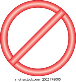 No Sign Empty Red Crossed Out Circle, Blank simple ban forbidden sign symbol on white background, Not Allowed Sign Isolate On White Background,  3D multi-use no admittance sign isolated