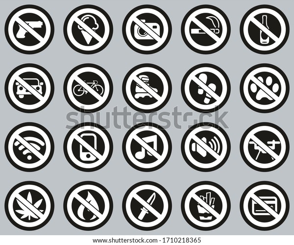 No Sign Or Forbidden Sign Icons White On Black\
Sticker Set Big