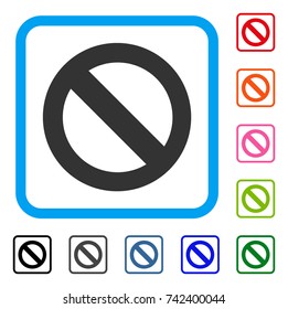 No Sign icon. Flat grey pictogram symbol in a light blue rounded rectangle. Black, gray, green, blue, red, orange color additional versions of No Sign vector. Designed for web and application UI.
