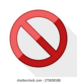 No sign with long shadow on white