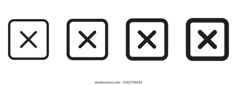 No sign. red and black forbidden thin circle cross flat icon. Restrict entry ban prohibition vector symbol. avoid risk x symbol. Don't delete graphic prohibition mark. stop sign. wrong, forbid