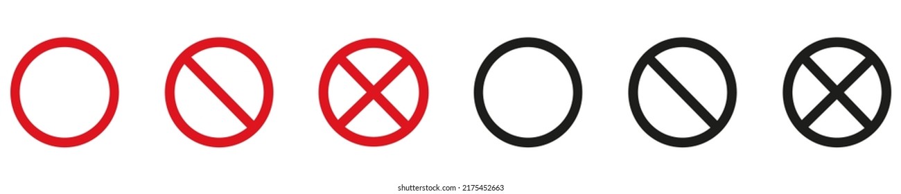No sign red and black prohibition sign icon set. NO symbol. Vector illustration eps10