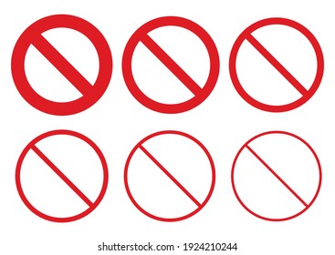 No sign Red prohibition sign icon set. Vector illustration image. Isolated on white background.