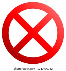 No sign - red thick gradient, isolated - vector illustration