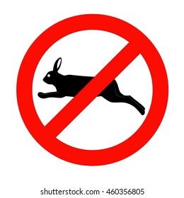 No sign run hare symbol icon, stop sign icon, no sign icon, red circle line illegal vector icon