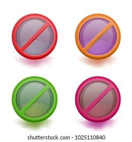NO sign set. Forbiddance Icon. Vector illustration.