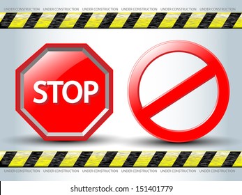 No Sign and Stop sign.Vector EPS10.