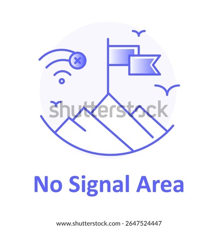 No Signal Area, GPS Error Icon, Signal Lost, Satellite Disconnect, Offline Map, Location Failure, GPS Warning, Navigation Error, No Coverage, Signal Problem Vector