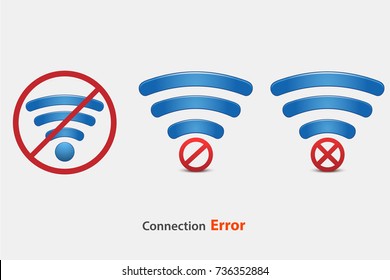 No Signal, Bad Antenna, No Wifi, No Wireless Connection Symbol. Wifi Connection Error Icon