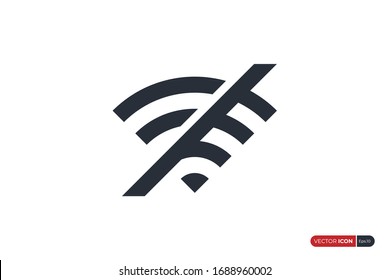 No Signal. No Connection. Wifi Icon with Prohibition Symbol isolated on White Background. Flat Vector Icon Design Template Element.