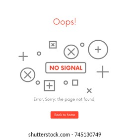 No signal. Error page ,page not found concept.Flat line style for website.The page you requested could not be found.Vector illustration