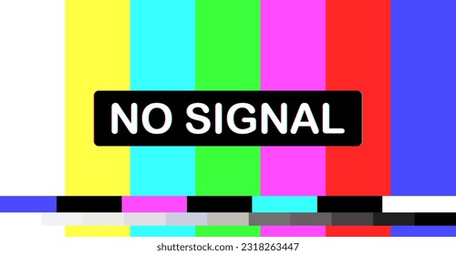 No signal. Flat, color, splash screen No signal, connection status No signal. Vector illustration.