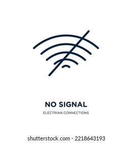 no signal icon from electrian connections collection. Thin linear no signal, danger, warning outline icon isolated on white background. Line vector no signal sign, symbol for web and mobile